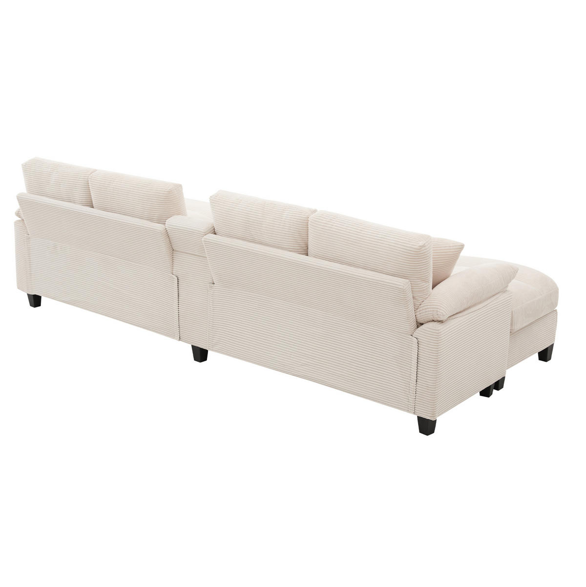 U-FORM Wohnlandschaft Cord mit Stauraum und USB-Anschluss 293/142/93 cm Beige - Beige, Kunststoff/Textil (93/293/142cm) - Redom