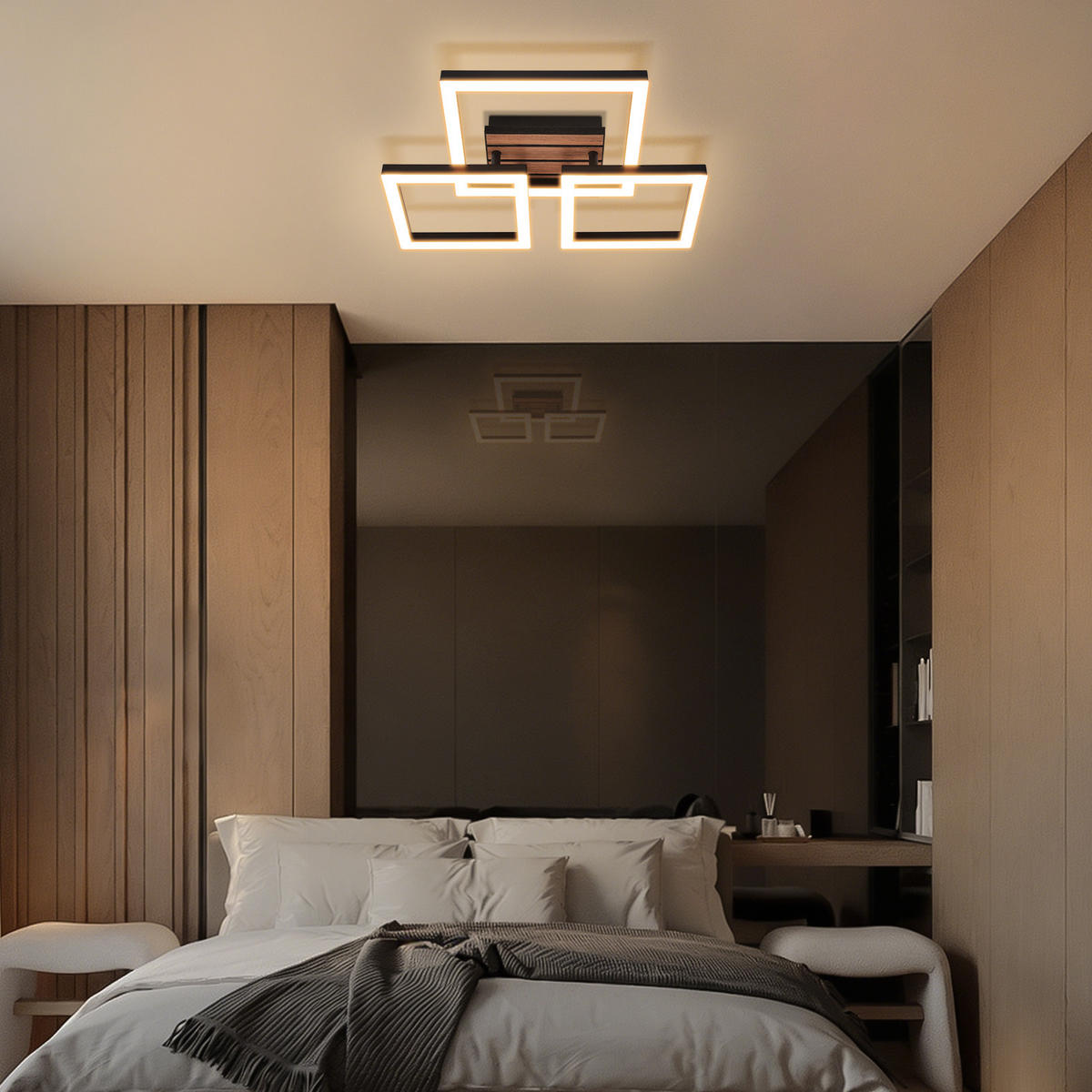 LED Deckenleuchte 38/32/8cm - Schwarz, Metall (32/38/8cm) - Nettlife