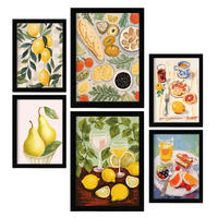 POSTER Set Mit 6 Zitronen Und Marmelade A3 & A4 Schwarzer Rahmen - Schwarz, Papier (29/3cm) - Nacnic