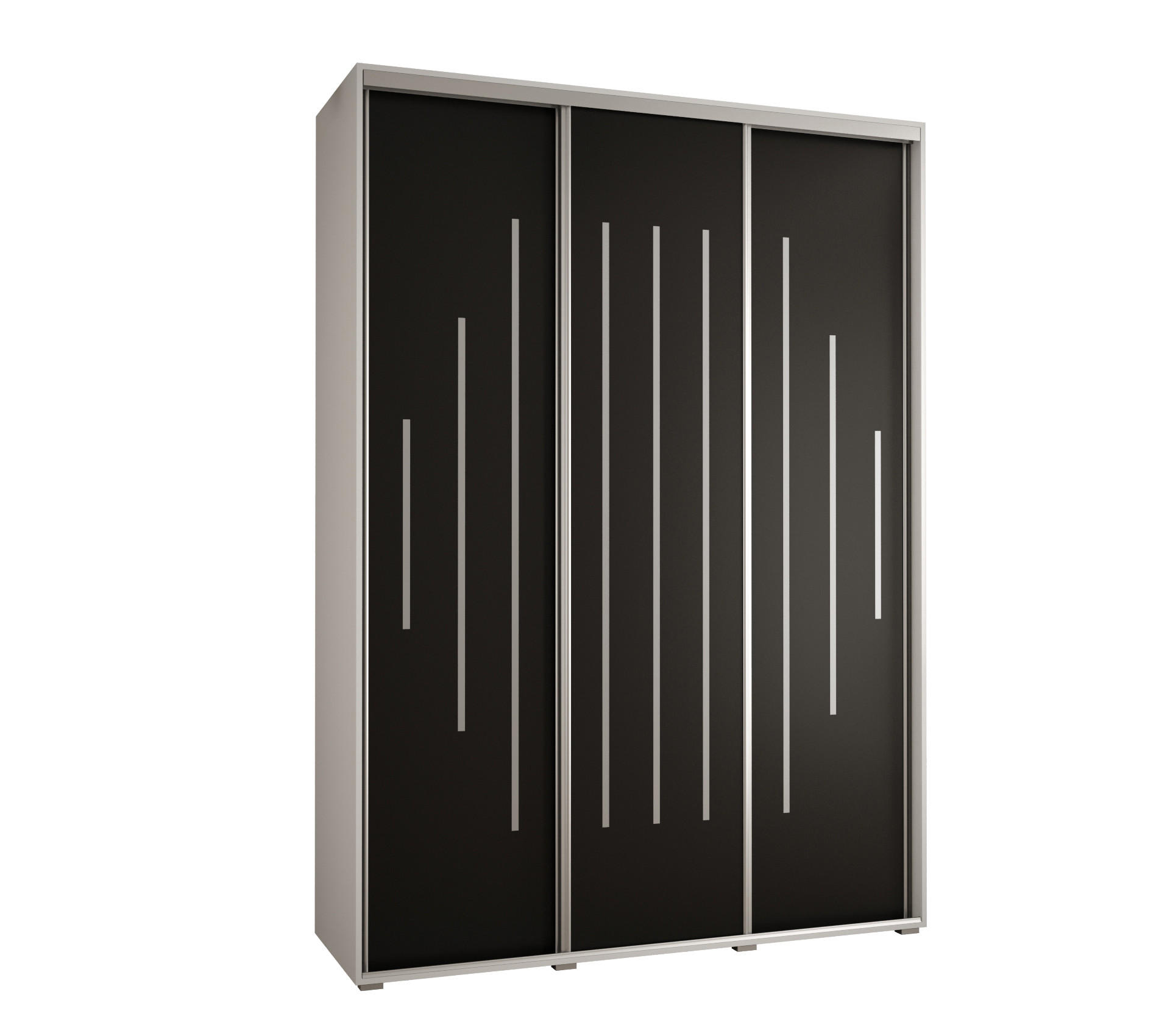 Abiks Möbel Schwebetürenschrank Weiß, Schwarz, Silber 170x235x60 cm