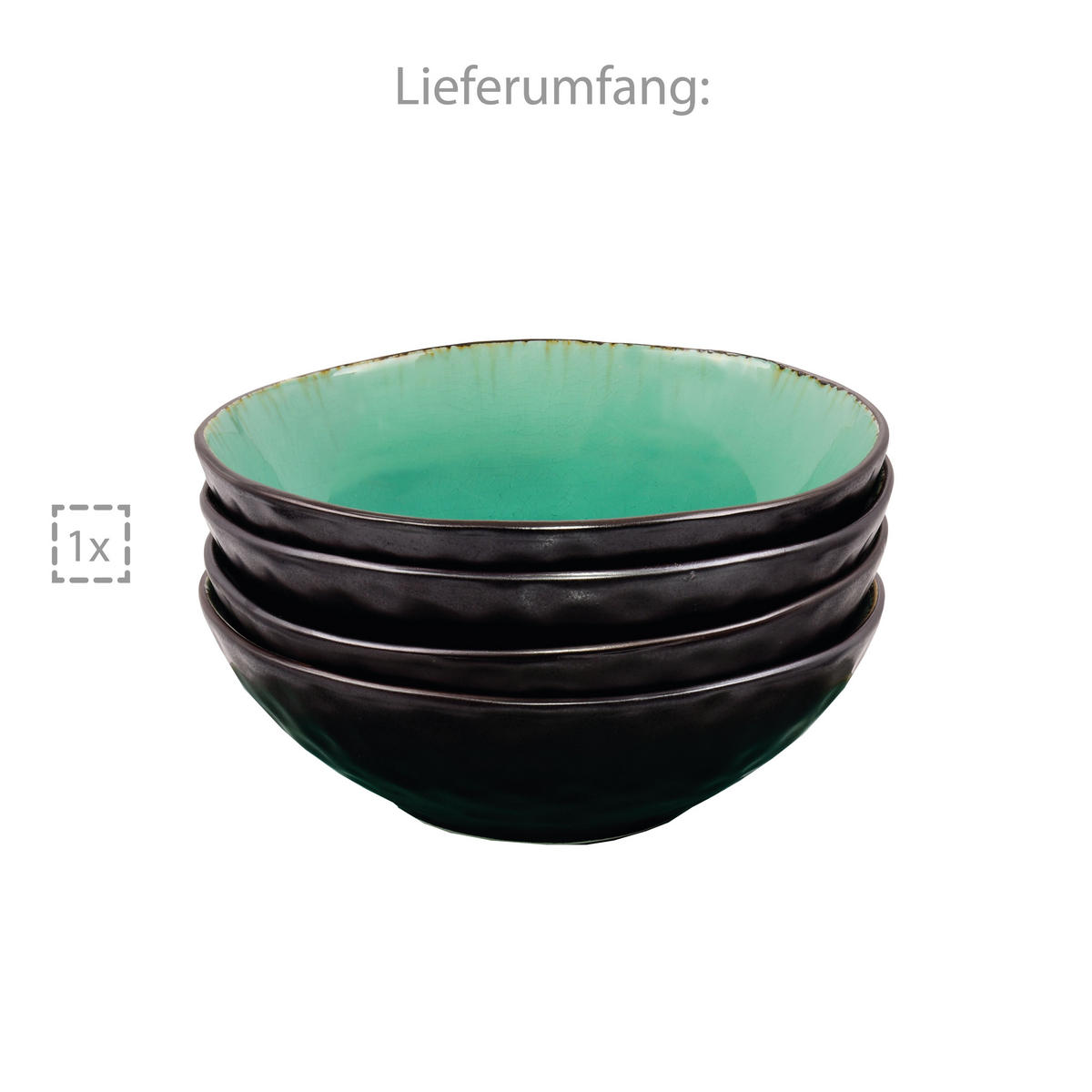 SCHALEN SET PALM BEACH 4 teilig aus Steingut - Grün, Keramik (8cm) - Sänger