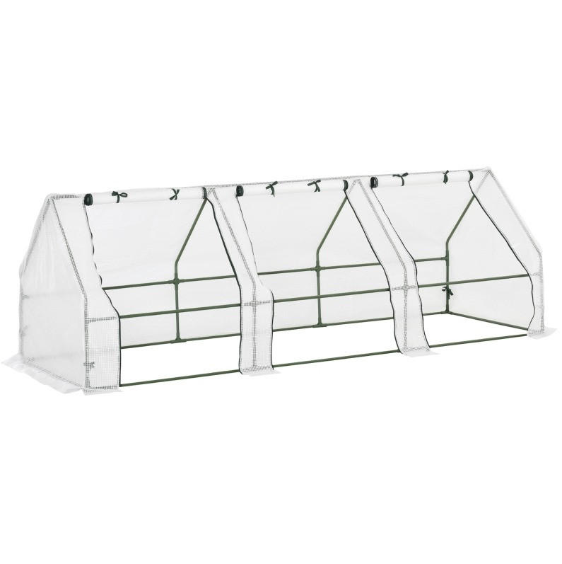 GEWÄCHSHAUS 270/90/90 cm Weiß aus Stahl mit 3 Rollfenstern - Weiß, Metall (90/90/270cm) - OKMYHOME