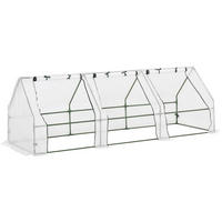 GEWÄCHSHAUS 270/90/90 cm Weiß aus Stahl mit 3 Rollfenstern - Weiß, Metall (90/90/270cm) - OKMYHOME