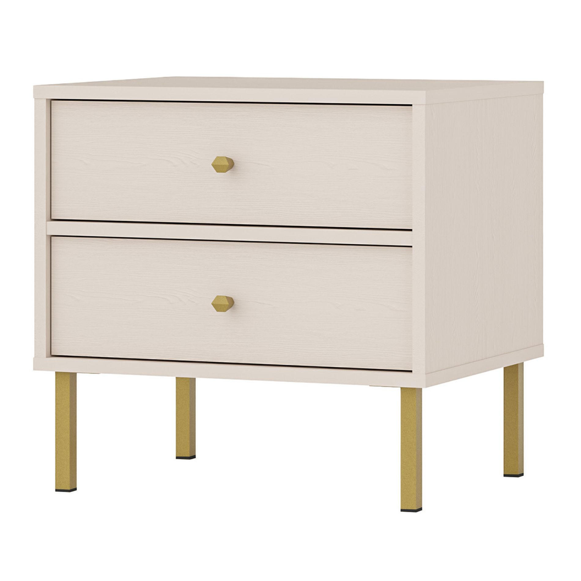 NACHTTISCH Oktio Sandbeige 52 cm - Beige/Goldfarben, Holzwerkstoff/Metall (51.8/50/40.8cm) - Selsey