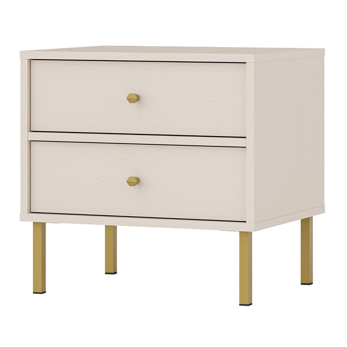NACHTTISCH Oktio Sandbeige 52 cm - Beige/Goldfarben, Holzwerkstoff/Metall (51.8/50/40.8cm) - Selsey