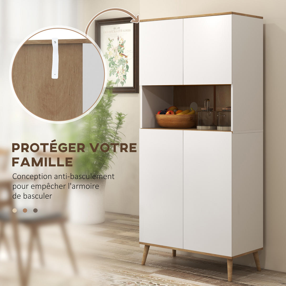 HIGHBOARD DE-11065 2 Türen, verstellbare Böden & Kabeldurchlass Weiß - Weiß, Holzwerkstoff (40/178/80cm) - ComfortXL