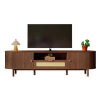 TV-SCHRANK Rattan Schubladen Offene Fächer Metallbeine Holzoptik - Walnussfarben, Holzwerkstoff (36/51/175cm) - FLIEKS