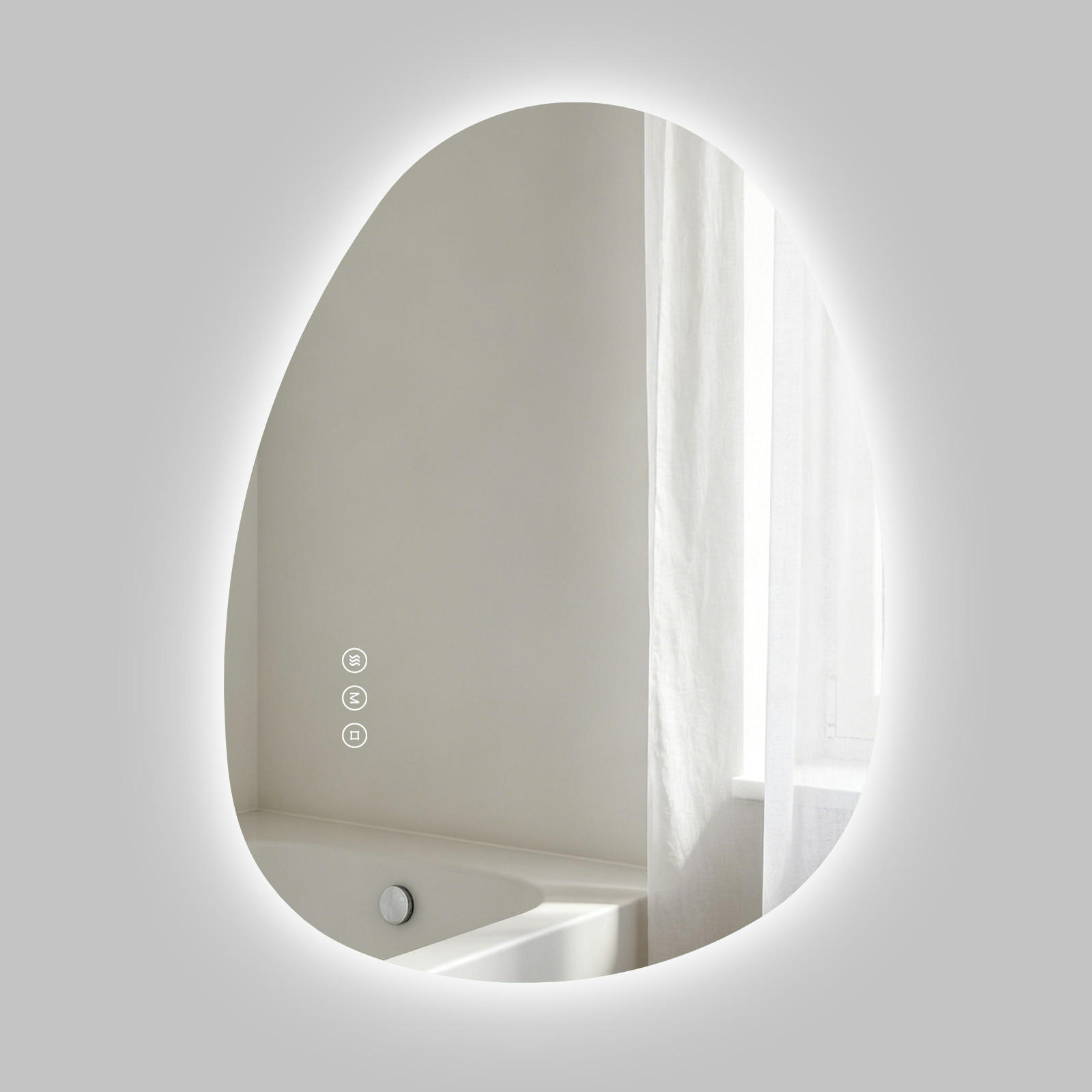 BADSPIEGEL MIT BELEUCHTUNG 60/45 cm asymmetrisch mit dimmbarer LED-Beleuchtung und Antibeschlag - Transparent, Glas (45/60/2.5cm) - S'AFIELINA