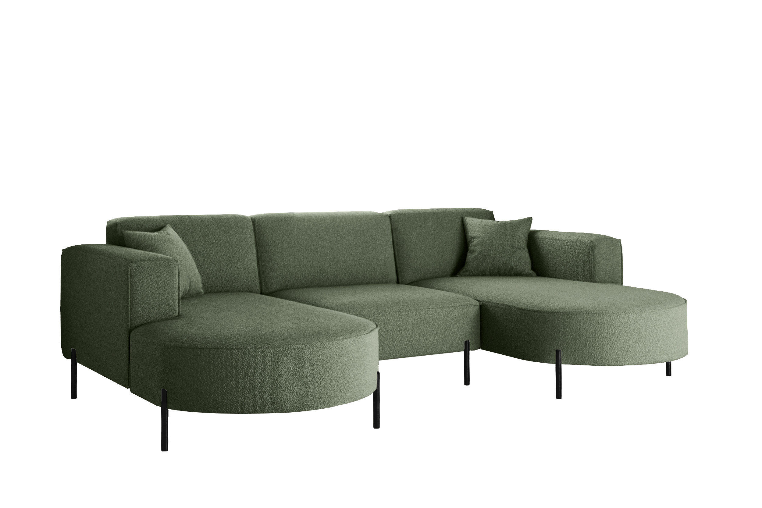 ECKSOFA Designer Modena U Rein stoff Quelle Grün - Grün, Holz (165/299cm) - Kaiser Möbel