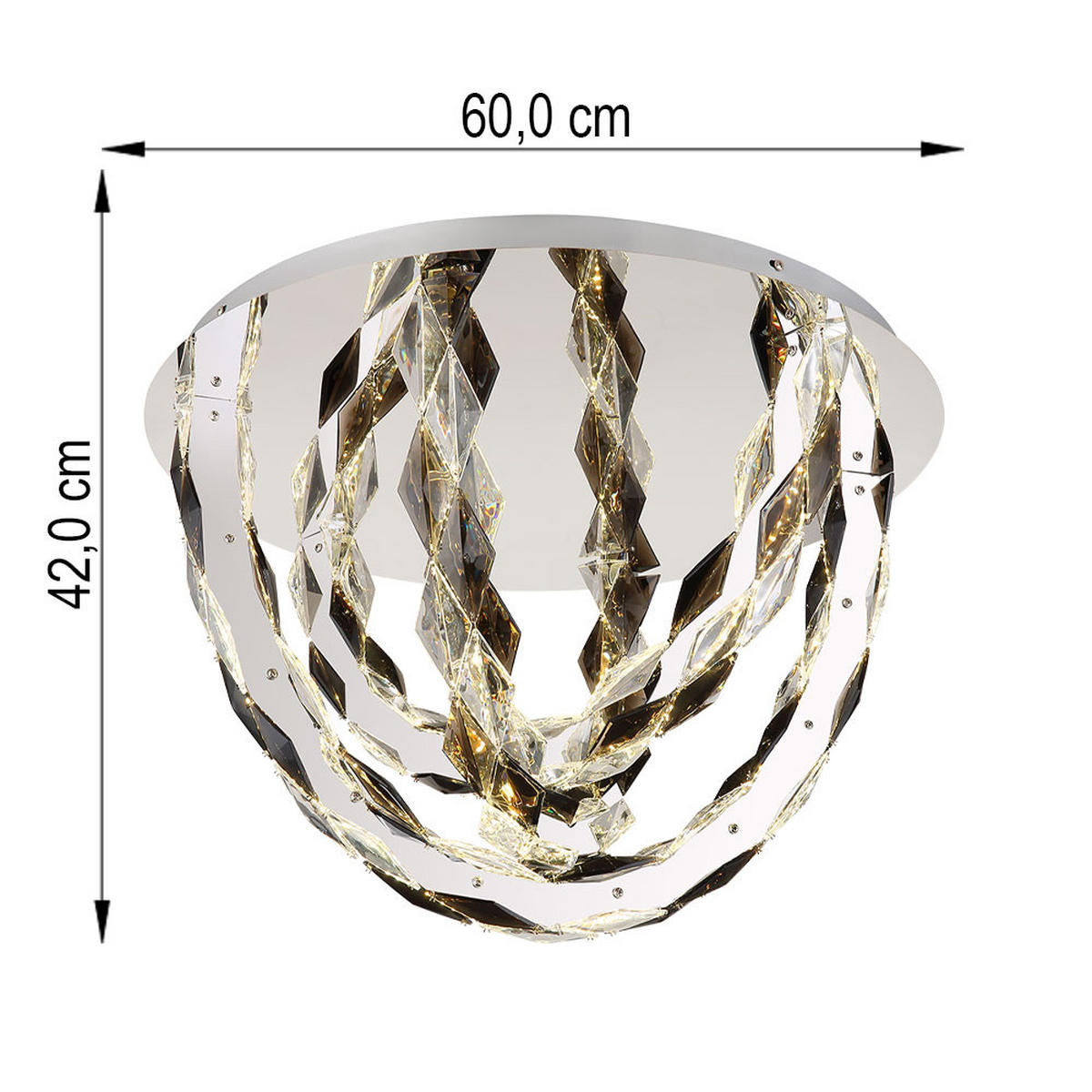 LED DECKENLEUCHTE Metall Chrom Rauch - Silberfarben, Metall (60/60/42cm) - Globo Lighting