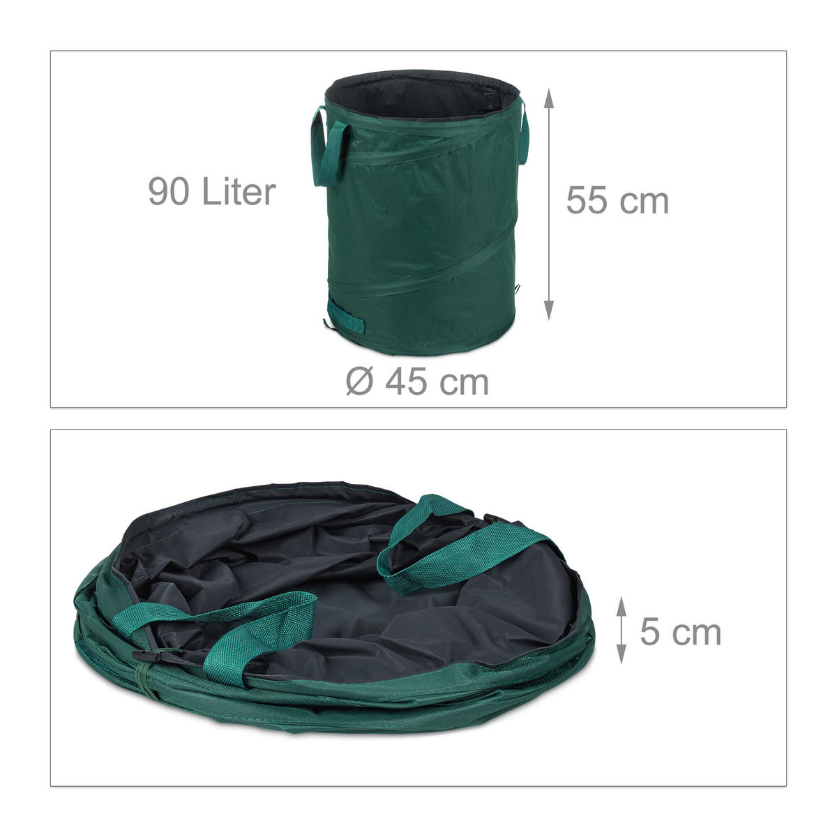 3XLAUBSACK - Dunkelgrün, Kunststoff/Textil (45/55/45cm) - Relaxdays