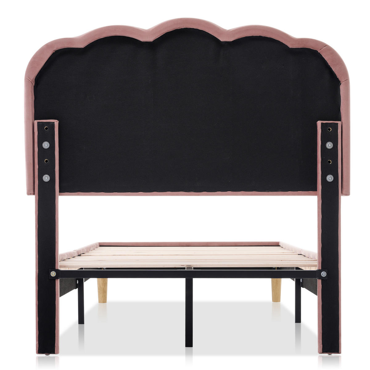 POLSTERBETT 90/190 cm mit LED-Kopfteil, verstellbarem Kopfteil und Lattenrost, Samt, Rosa - Rosa, Textil - Redom