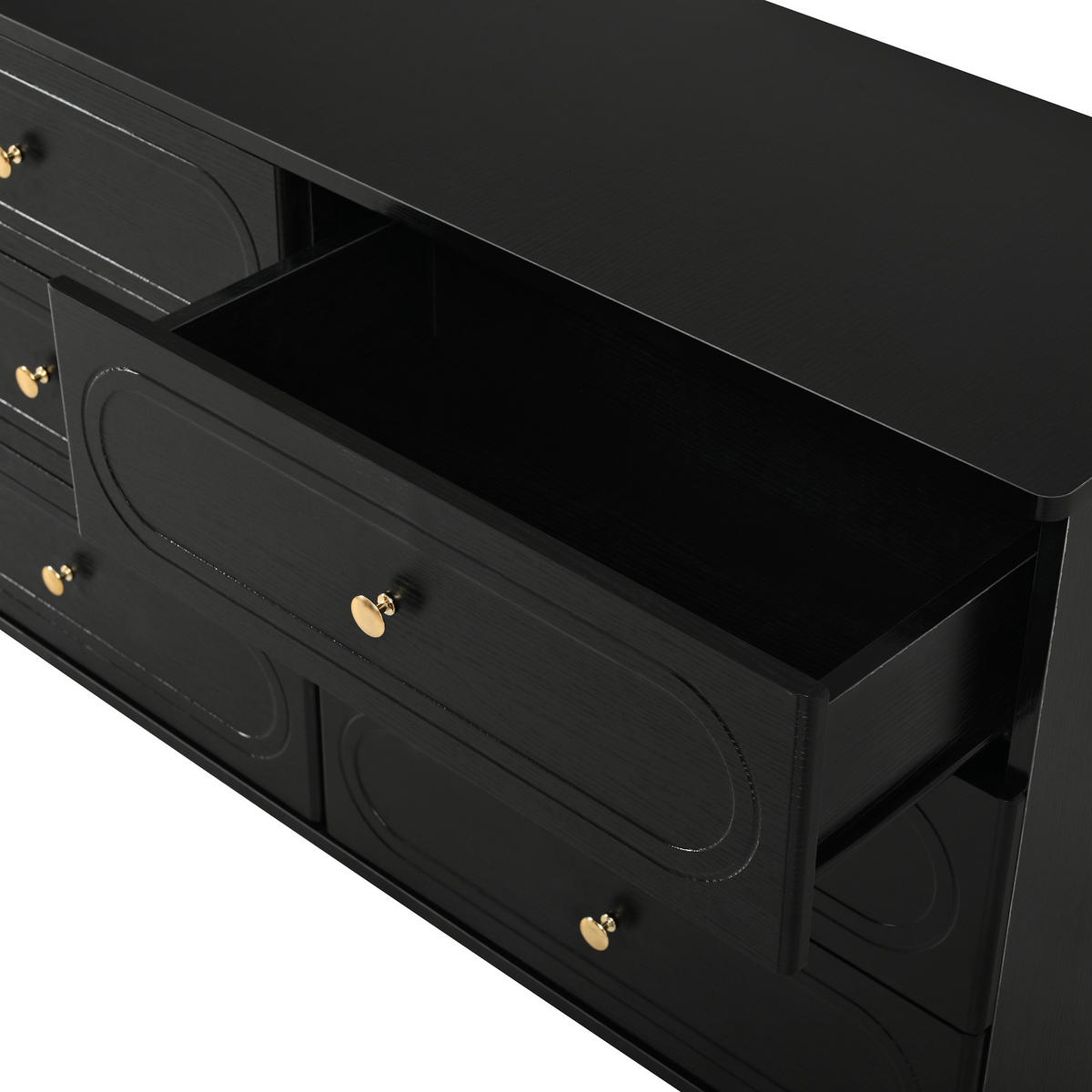 SIDEBOARD in Schwarz Aufbewahrungsschrank mit 6 Schubladen, 120 B/40 T/75 H(cm), fürs Wohn & Schlaf - Schwarz/Naturfarben, Holzwerkstoff (120/75/40cm) - STILVORA