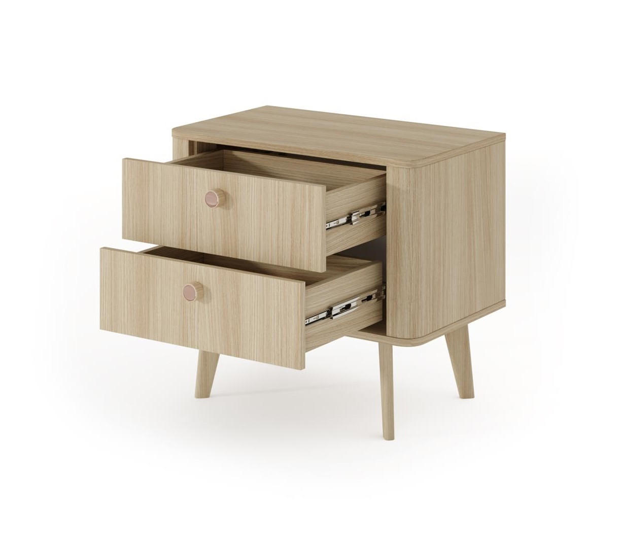 NACHTTISCH Mila Hellbraun, mit Schubladen - Hellbraun, Holzwerkstoff (63/57/38cm) - Bettso