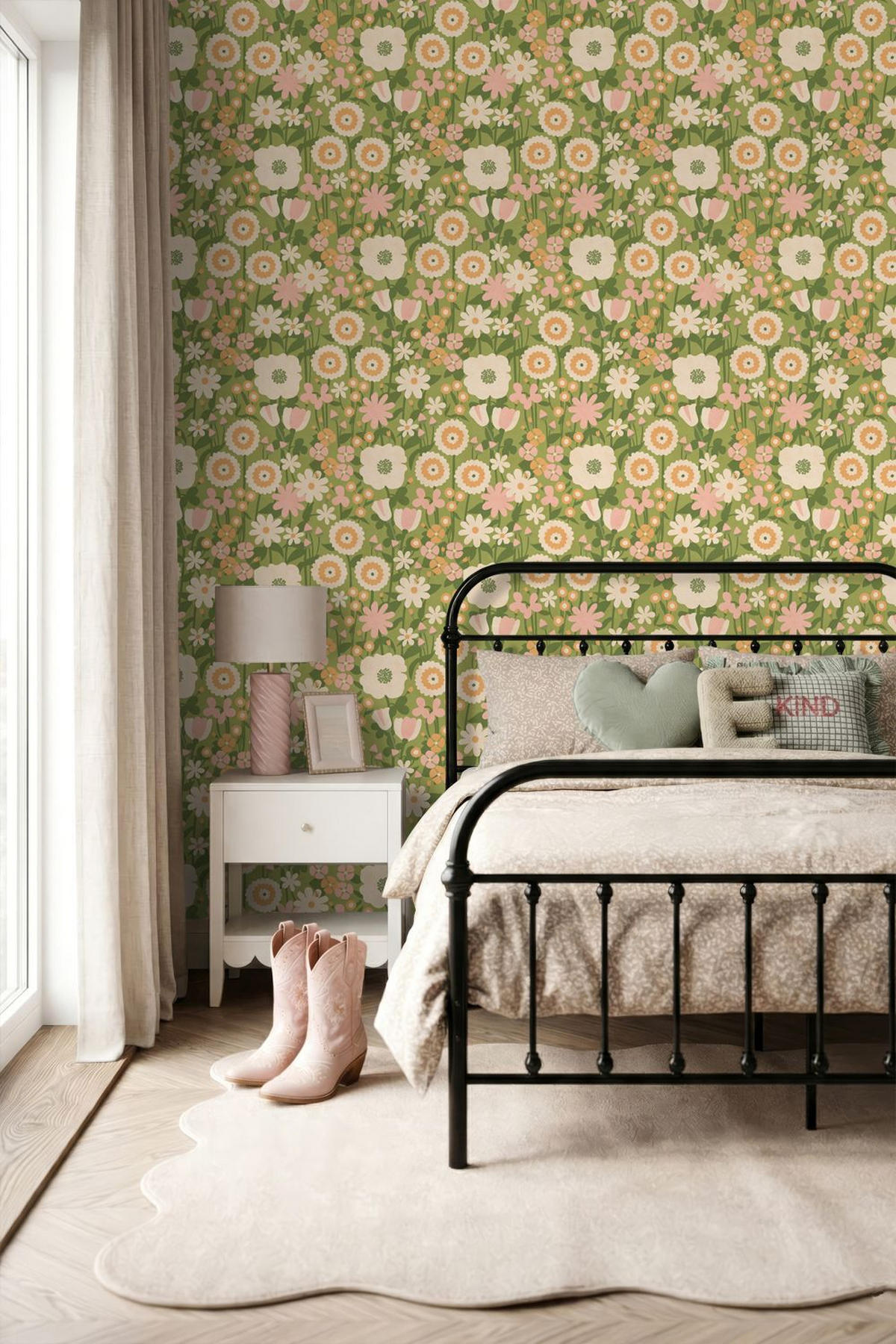 TAPETE Retro Blumen 50 x 900 cm - Pink, Papier (50/0.1cm) - ESTAhome