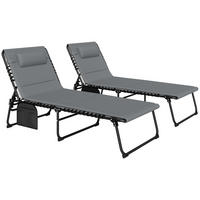 SONNENLIEGE DE-07683 2er-Set, klappbar, 5-fach verstellbar, Dunkelgrau - Dunkelgrau, Metall (68/36/189cm) - ComfortXL