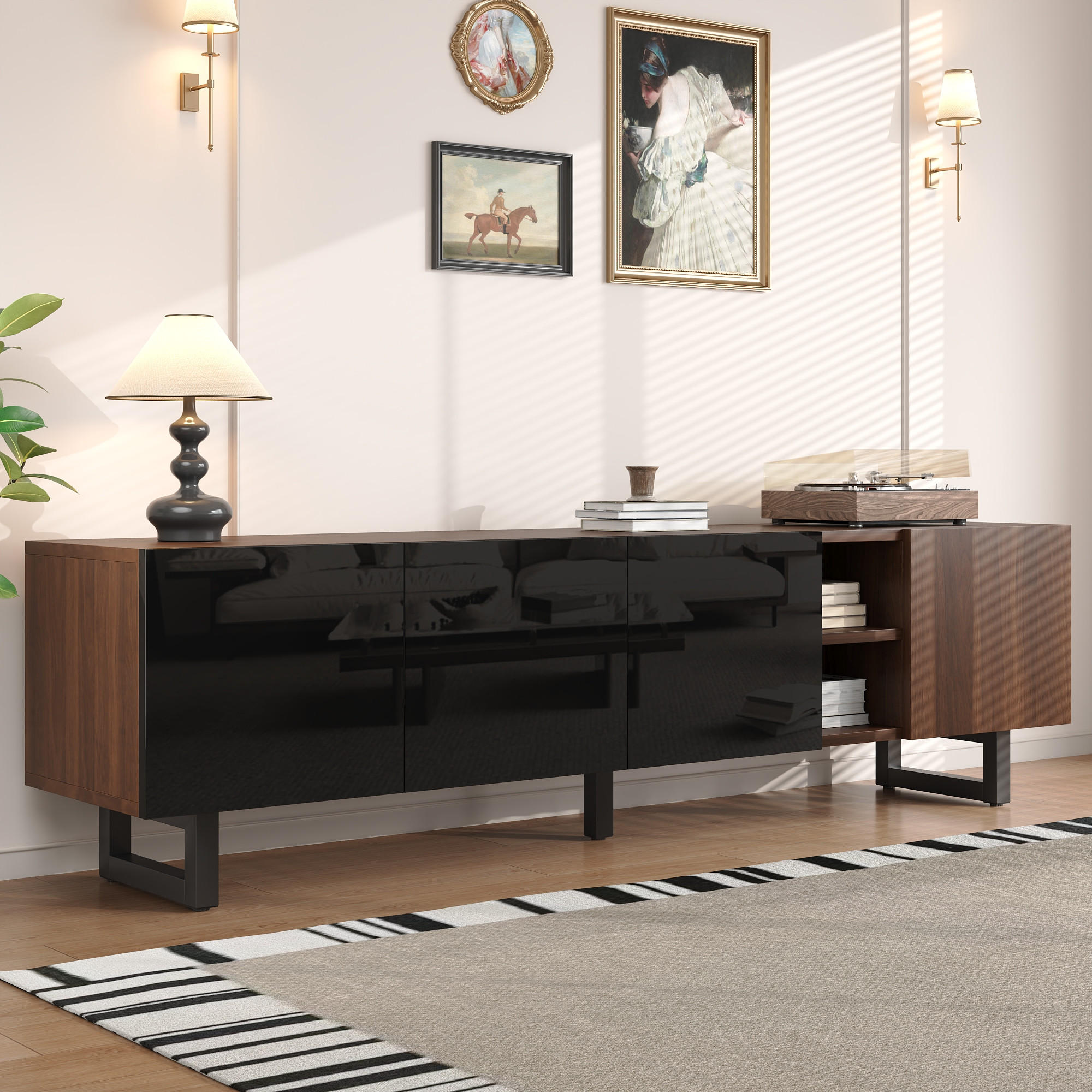TV-SCHRANK Lowboard 180x38x50 cm Holzoptik 4 Türen - Naturfarben, Holz (180/50/38cm) - Fortuna Lai