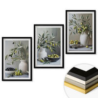 WANDBILDER 3er-Set - 40x60 cm Schwarzer Rahmen - Oliven in grauen Vasen - Schwarz, Kunststoff (40/60cm) - ArtPrintCave