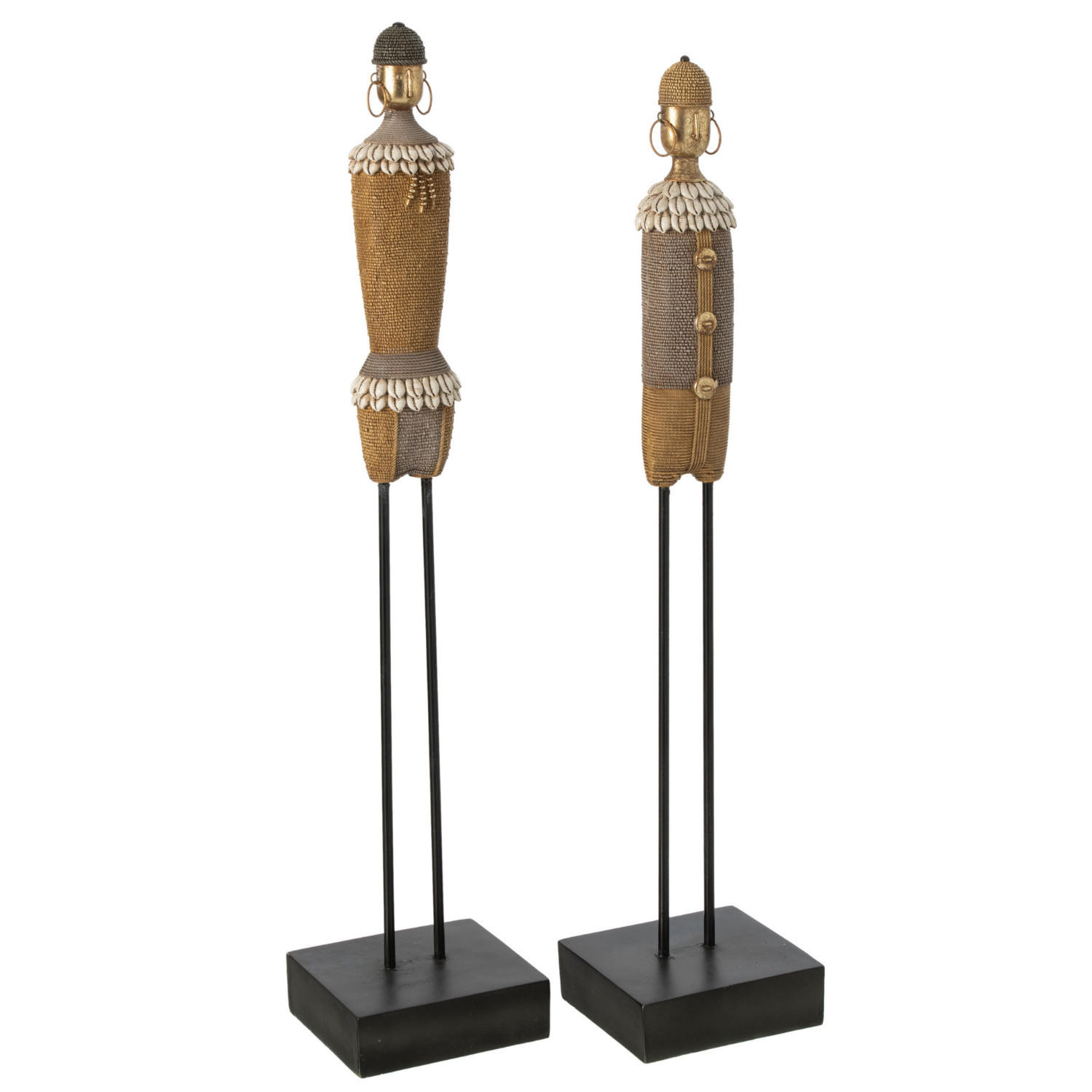 FIGUR AFRIKANISCHE (2ER SET) - Multicolor, Glas/Naturmaterialien (13/70.5/15cm) - J-Line