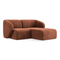 ECKSOFA Rechts Chenille Stoff Orange - Terracotta/Schwarz, Holzwerkstoff/Kunststoff (178/166cm) - Makamii
