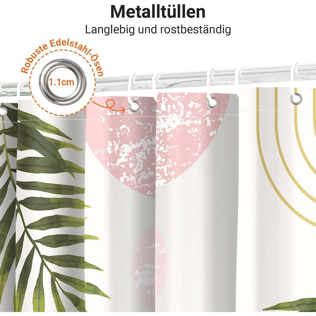 DUSCHVORHANG Rosa Blätter Linie 120 x 200 cm - Multicolor, Textil (120/200cm)