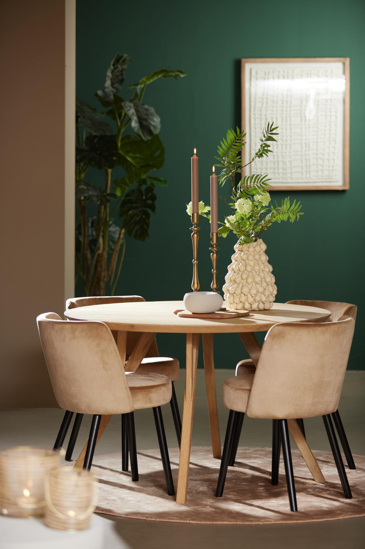 ESSTISCH Quenza Braun Ø120/76 cm - Hellbraun, Holz (120/120/76cm) - Light & Living