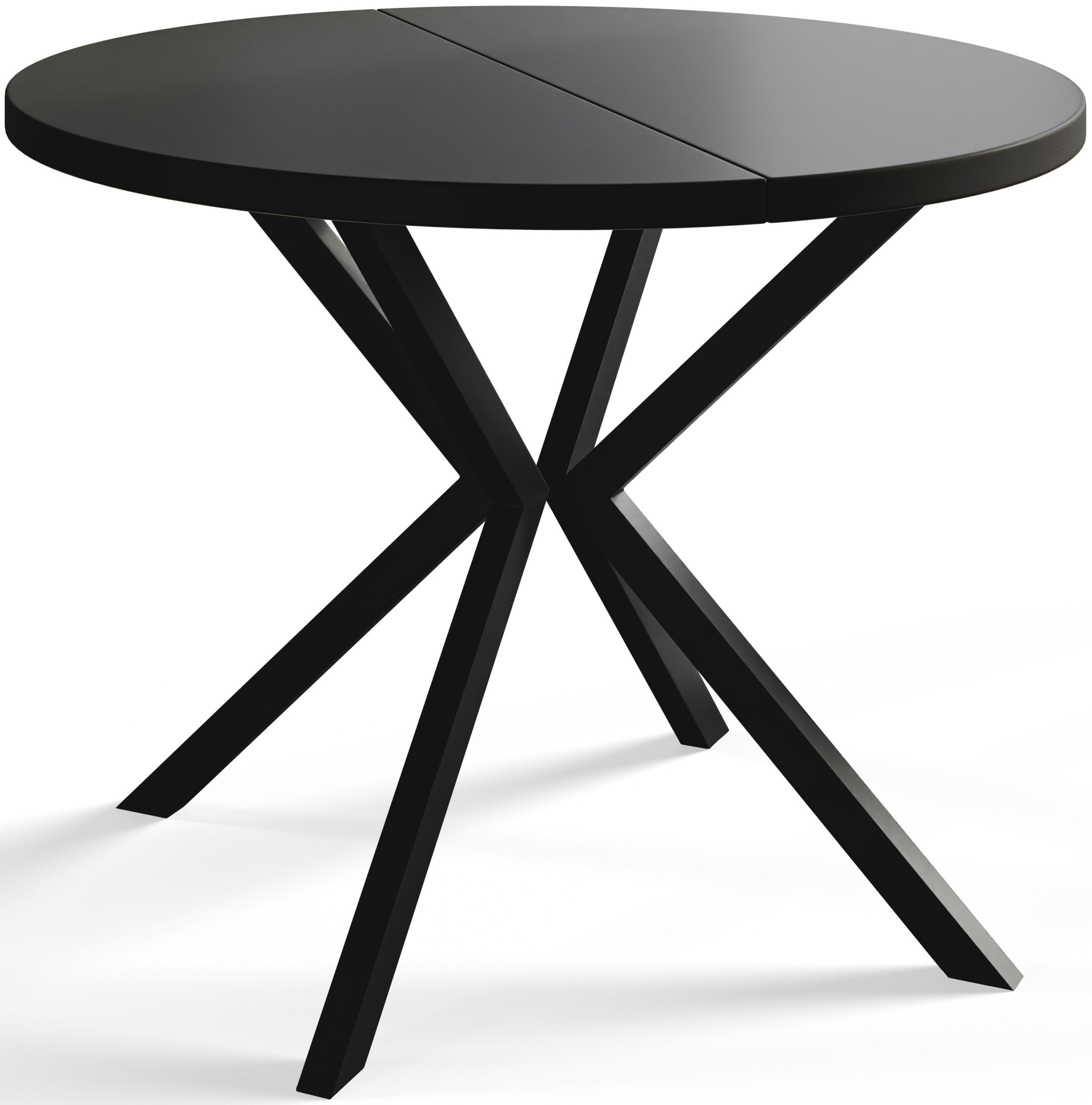 ESSZIMMERTISCH LOFT LITEN, ausziehbarer Tisch 100 cm/180 cm, Farbe: Schwarz, mit Metallbeinen in Farbe Schwarz - Schwarz, Holzwerkstoff (100/100/76cm) - Alpi-Möbel