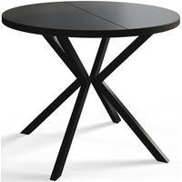 ESSZIMMERTISCH LOFT LITEN, ausziehbarer Tisch 120 cm/200 cm, Farbe: Schwarz, mit Metallbeinen in Farbe Schwarz - Schwarz, Holzwerkstoff (120/120/76cm) - Alpi-Möbel