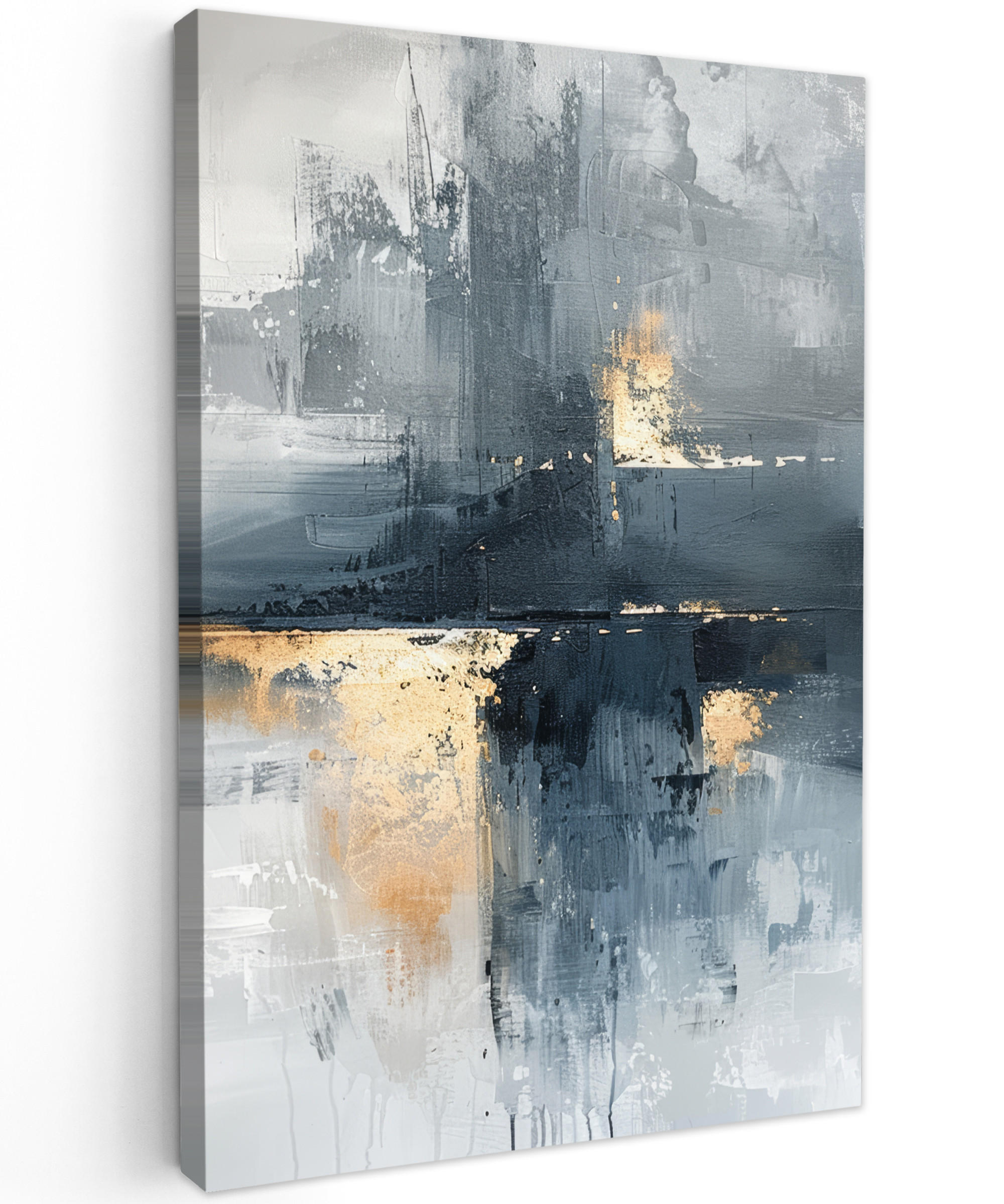 LEINWANDBILD Kunst - Grau - Gold - Abstrakt 40x60 cm - Dunkelgrau, Textil (40/60cm) - MuchoWow