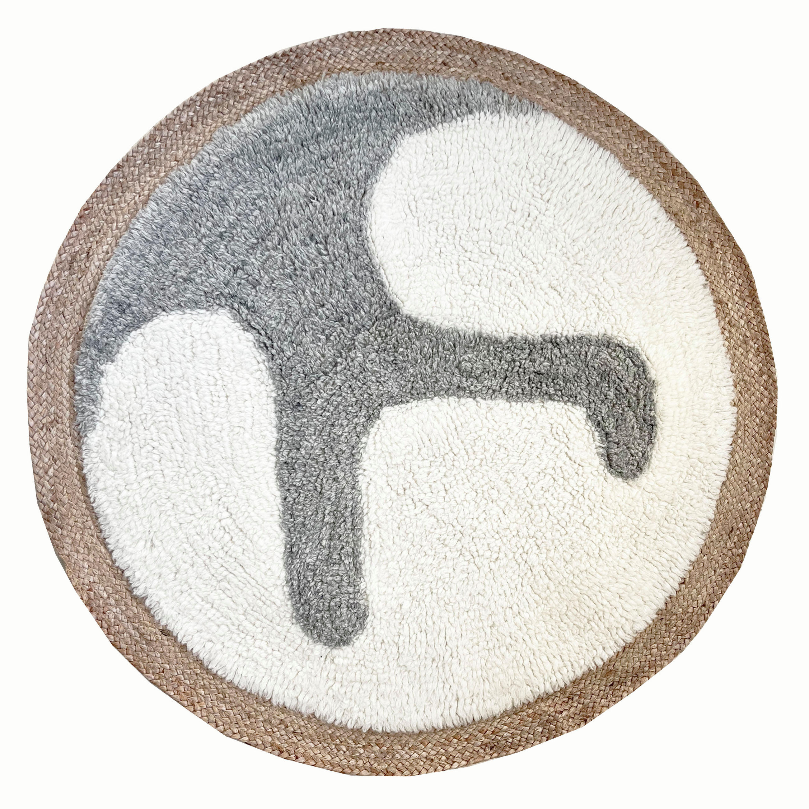 WOLLTEPPICH Samba rund Wolle und Jute, 120 cm - Multicolor/Weiß, Textil (120/120cm) - Malagoon