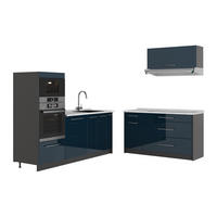 KÜCHENZEILE Fame-Line, Dunkelblau Hochglanz/Anthrazit, 340 cm, AP Marmor - Anthrazit/Dunkelblau, Holzwerkstoff (340/153.6/60cm) - Vicco