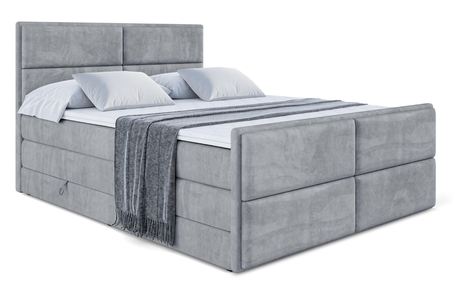 BOXSPRINGBETT AURA-Z KING - 200 x 200 - H3/H4 - Grau - Grau, Holzwerkstoff (200/200cm) - ALTDECOR