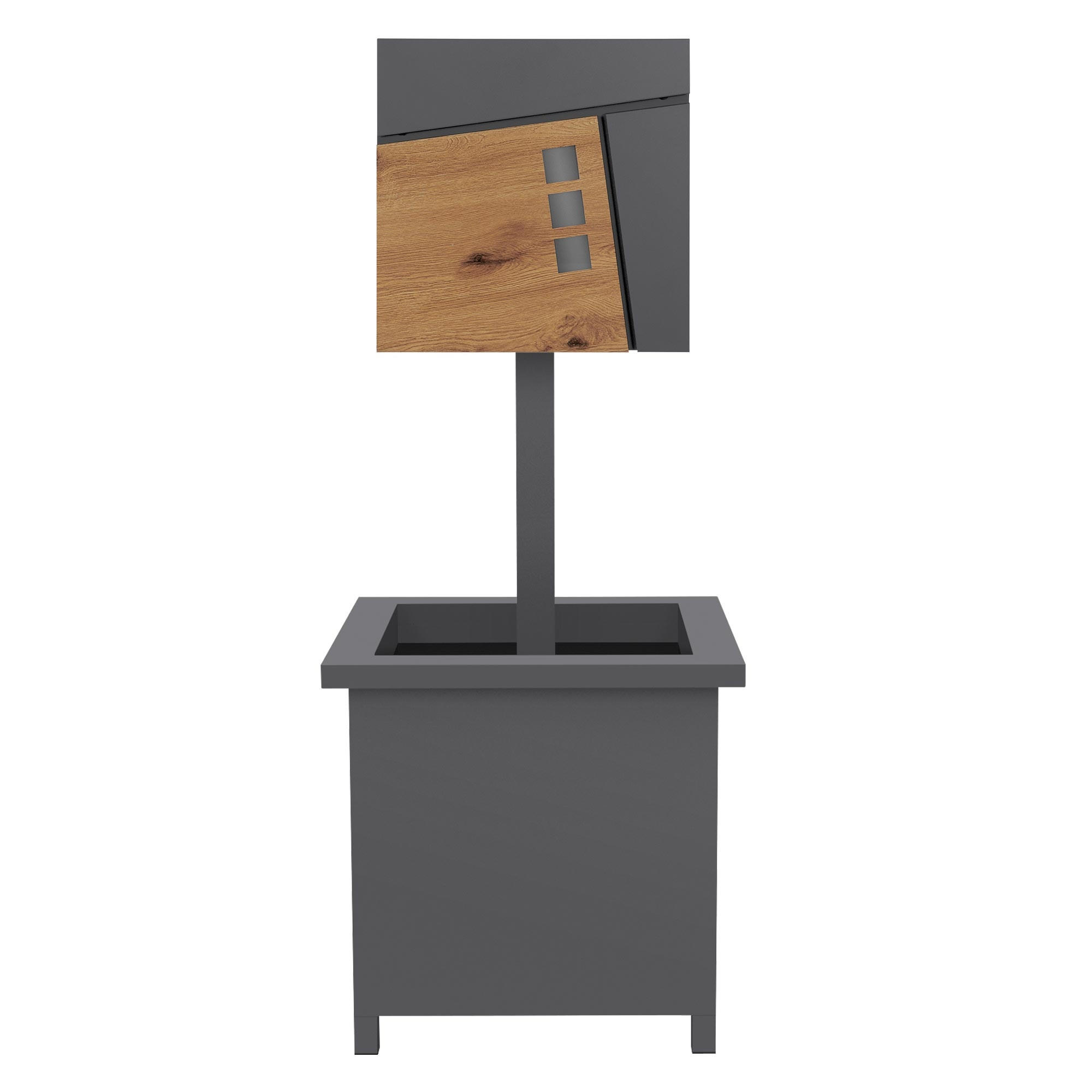 BRIEFKASTEN Anthrazit-Holzoptik mit bepflanzbarem Ständer - Anthrazit, Metall (120cm) - ML-DESIGN