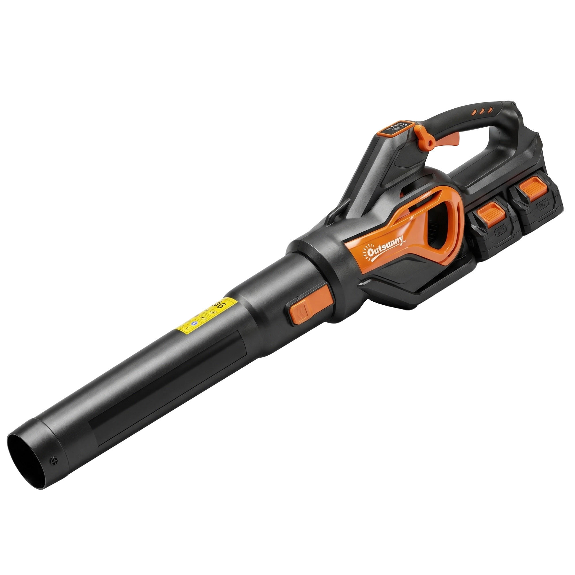 LAUBSAUGER mit Akku aus Kunststoff Orange Schwarz - Orange, Kunststoff (22/16/102cm) - Outsunny