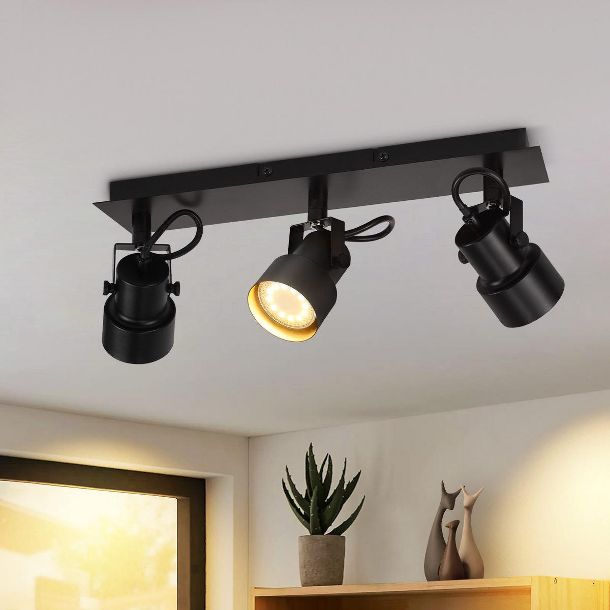 DECKENLEUCHTE Brilon 42/7/10.5cm - Schwarz, Metall (42/7/10.5cm) - Nettlife