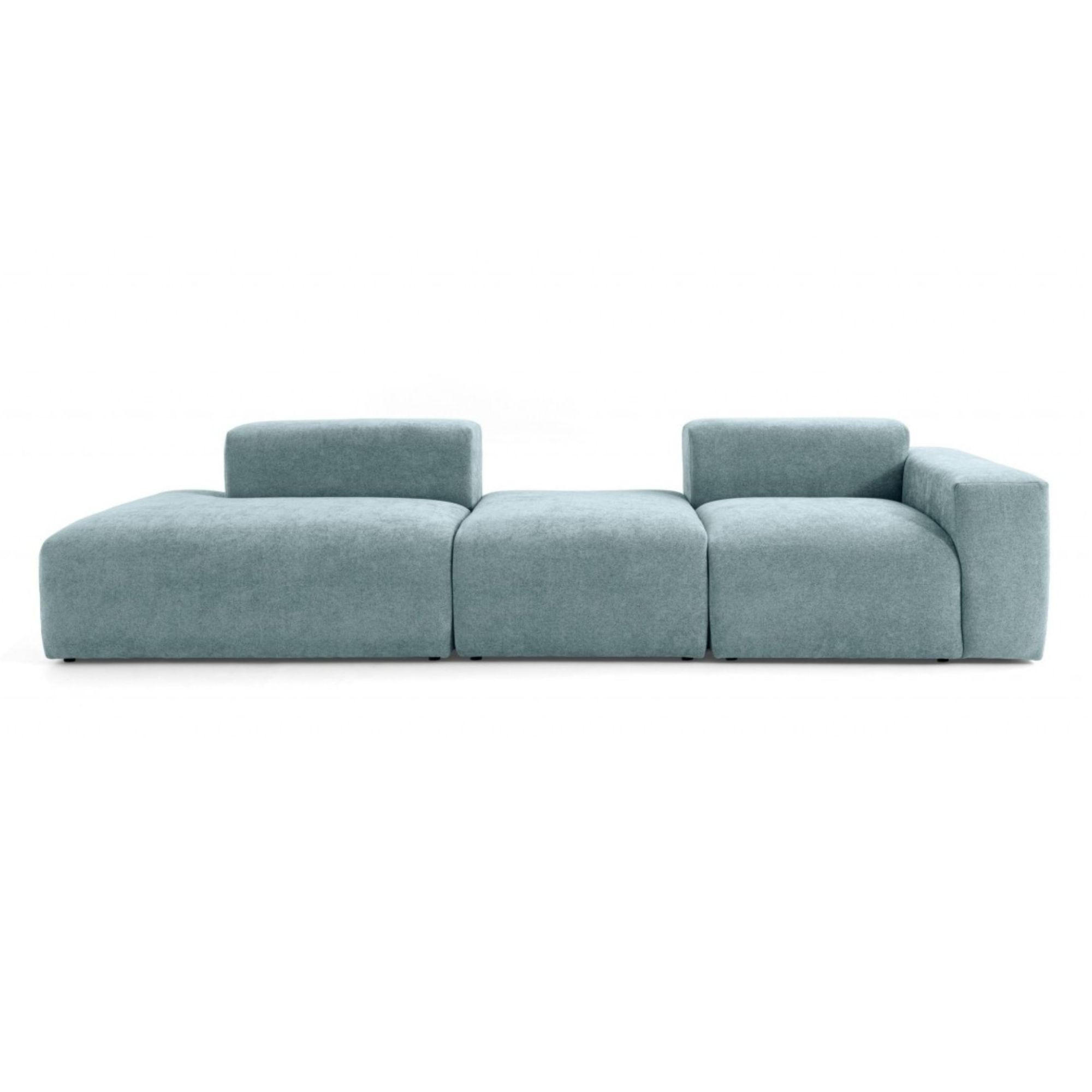 4-SITZER modulares Sofa HEAVEN SET 4 Links, Breite 335 cm Webstoff Blaugrau - Blaugrau/Schwarz, Holz/Kunststoff (335/71/102cm) - Muffo