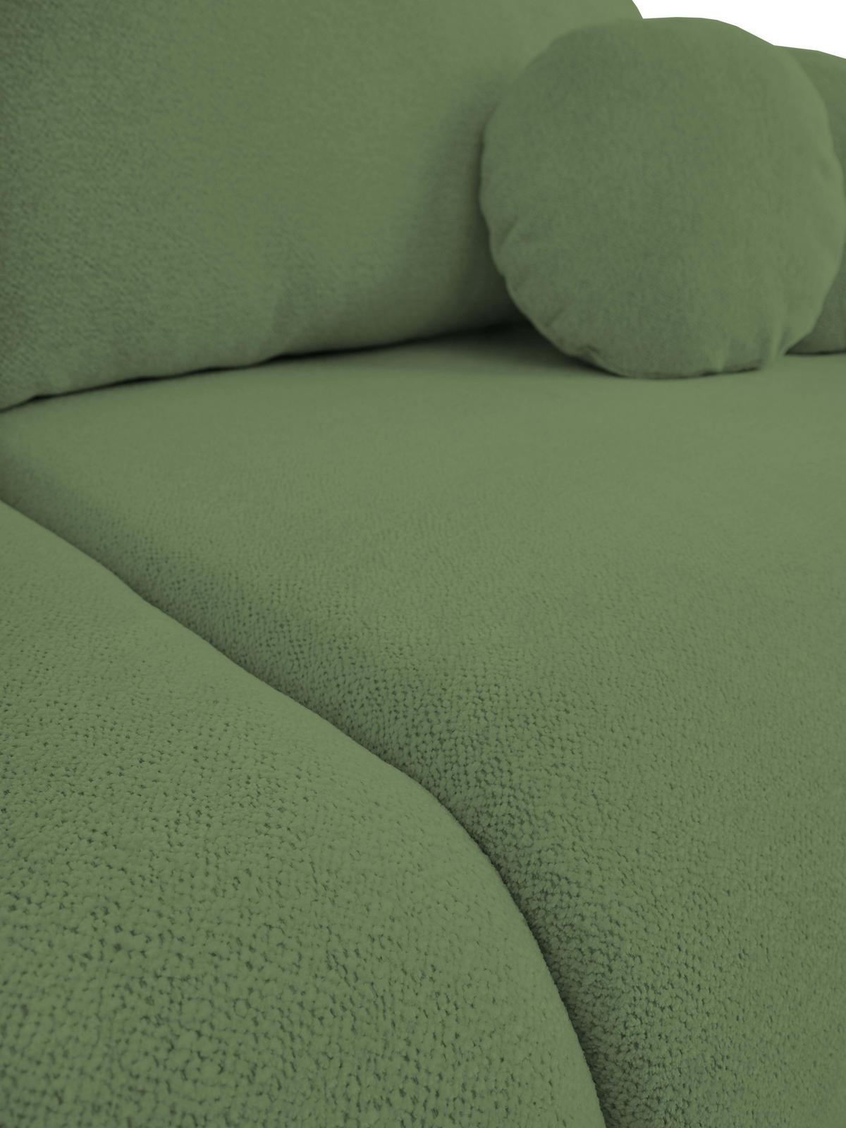 SOFA LOOP Schlaffunktion & Bettkasten PUR-Schaum Schwarze Kunststofffüße skandinavischer Stil lose Rückenkissen freistehend 234x112x86 cm Green - Grün, Holz/Textil (234/86/112cm) - DomoHome