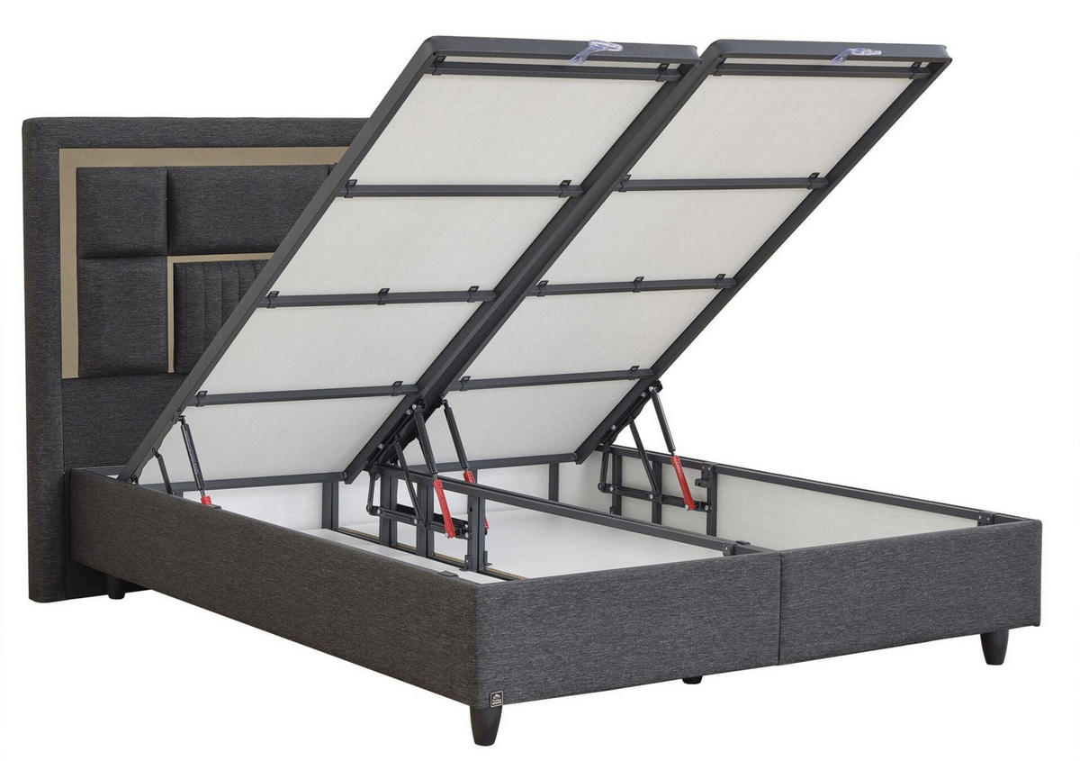 BOXBETT Milano Bett boxspringbett 160x200 mit matratze - Dunkelblau, Holz (160/200cm)