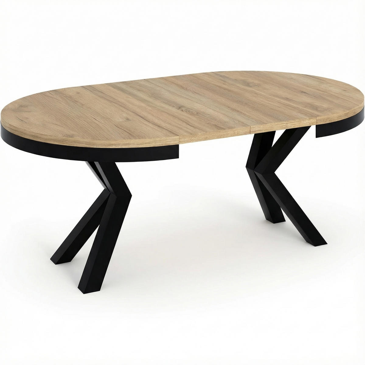 ESSTISCH Clara runder ausziehbarer, Sonoma Eiche 100-180/100/76 cm - Schwarz/Sonoma Eiche, Holzwerkstoff/Metall (100/100/76cm) - WFL GROUP