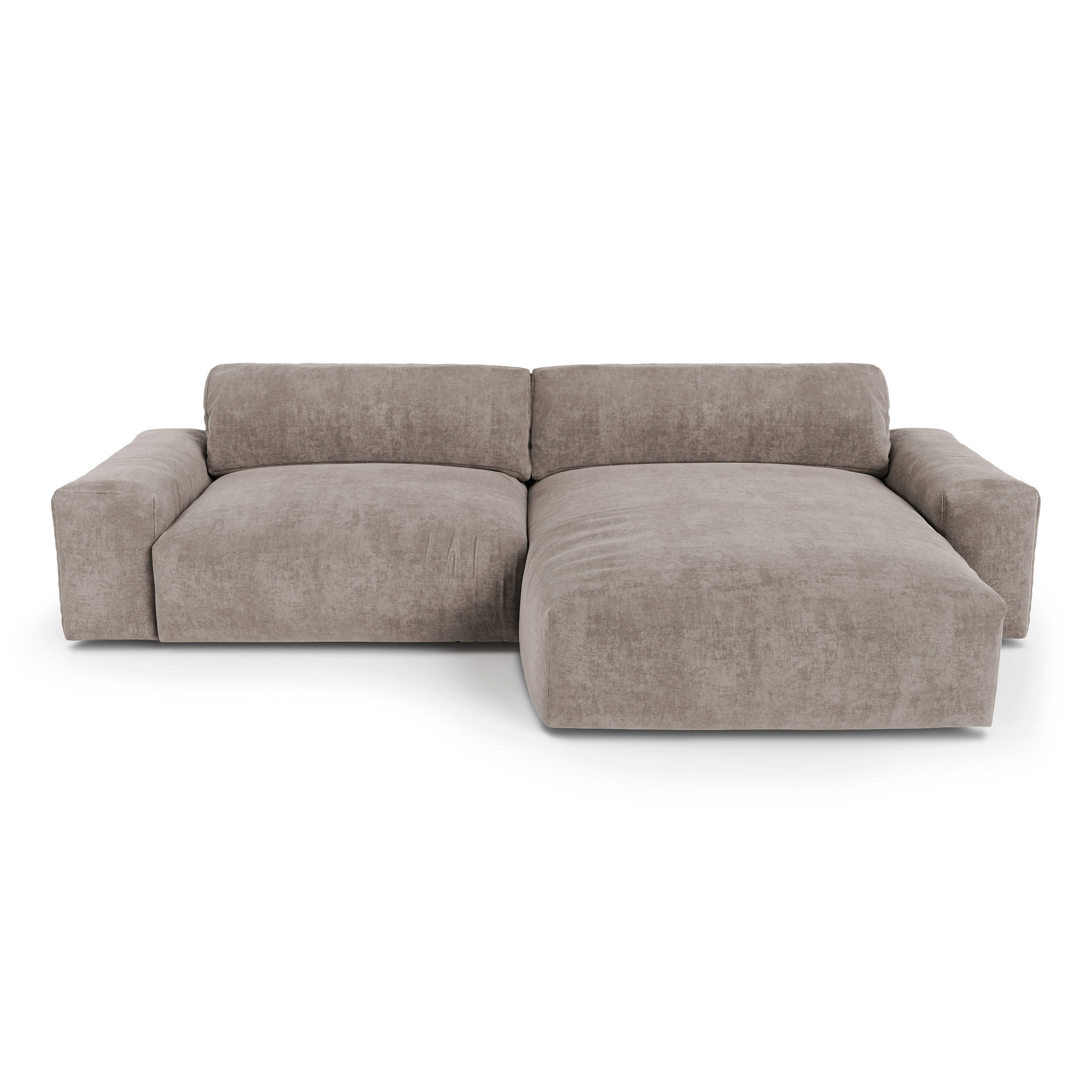 ECKSOFA RECHTS Samt Taupe 310cm - Taupe, Textil (310/174cm) - Sia Home