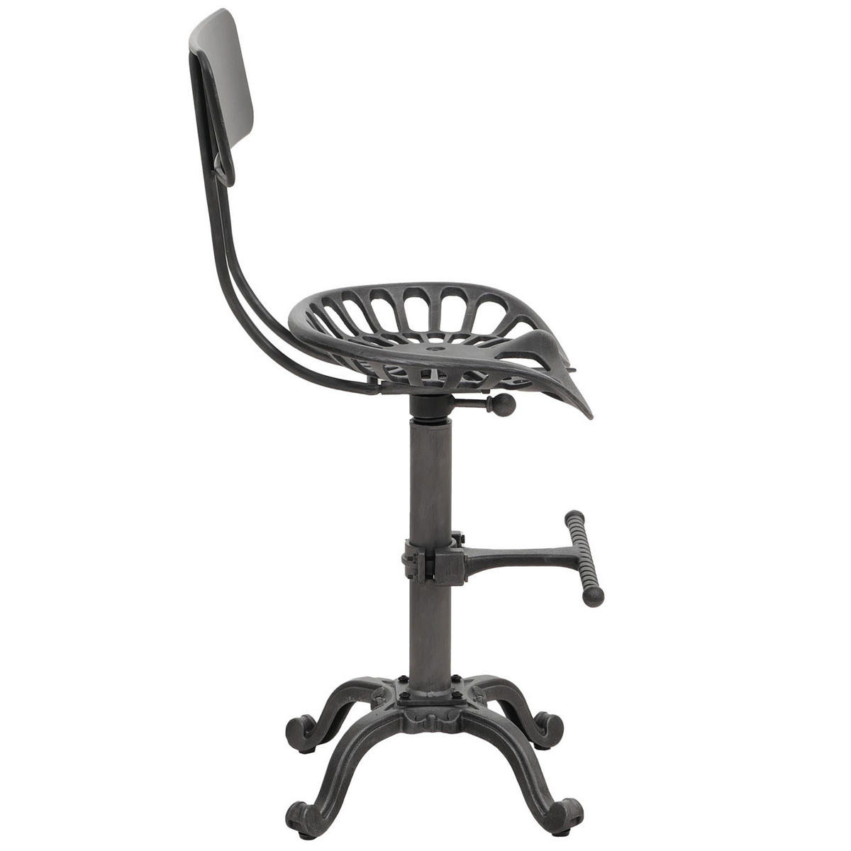 BARHOCKER Sitzhöhe 50-64cm höhenverstellbar drehbar Fußablage Metall Schwarz-silber - Schwarz, Metall (44/89/36cm) - PROREGAL