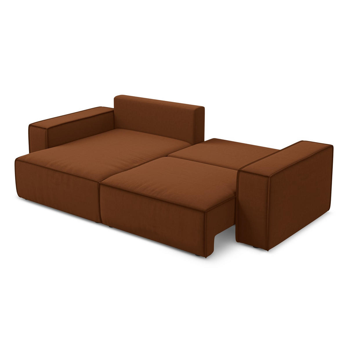 ECKSOFA mit Schlaffunktion Samt Stoff Orange - Terracotta/Schwarz, Kunststoff/Textil (148/257cm) - LaMiaSofa