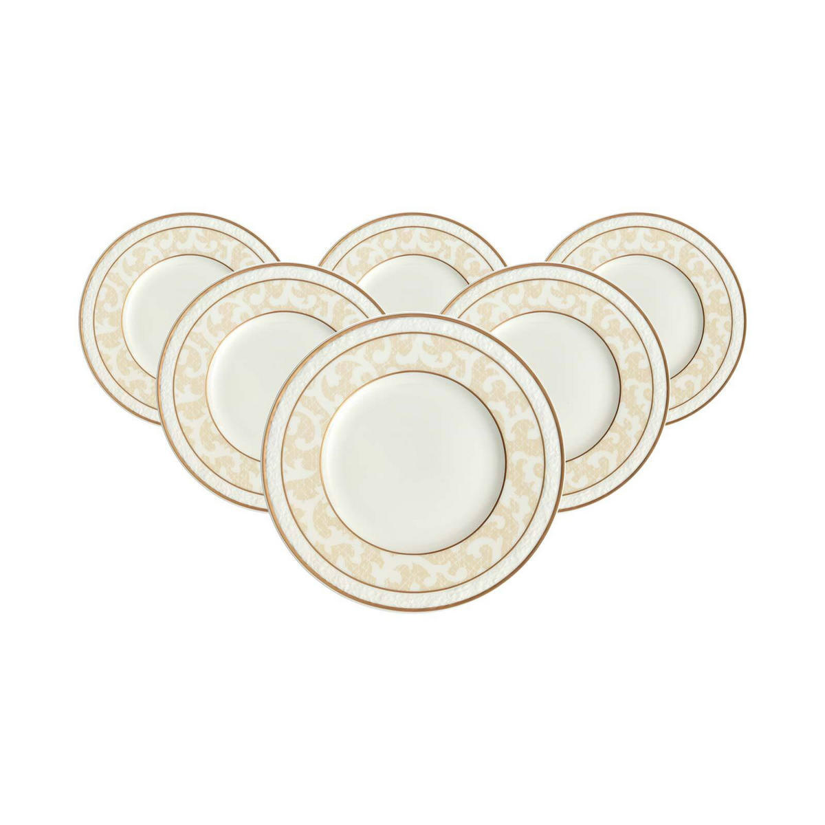 BROTTELLER Ivoire weiß-gold ø 18 cm 6er Set - Goldfarben/Weiß, Keramik (18cm) - Villeroy & Boch