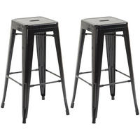 BARHOCKER 2er Set Metall schwarz - Schwarz, Metall (43/76/43cm) - CLP