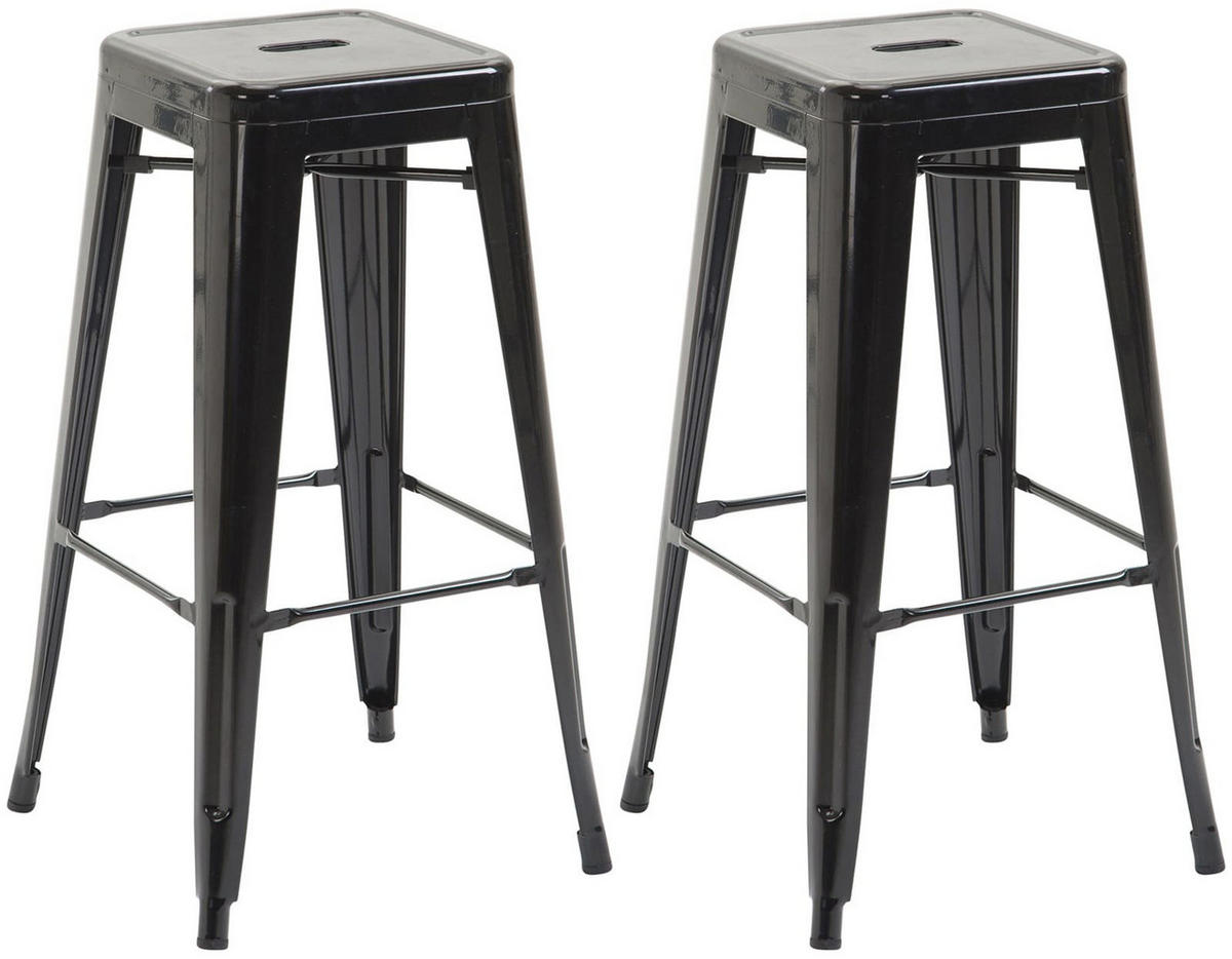 BARHOCKER 2er Set Metall schwarz - Schwarz, Metall (43/76/43cm) - CLP