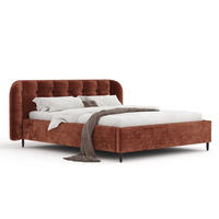 POLSTERBETT Nuno Kupferfarbe 120/200 cm im Chenille-Stoff - Schwarz/Naturfarben, Holz/Holzwerkstoff (120/200cm) - Maison de Reve
