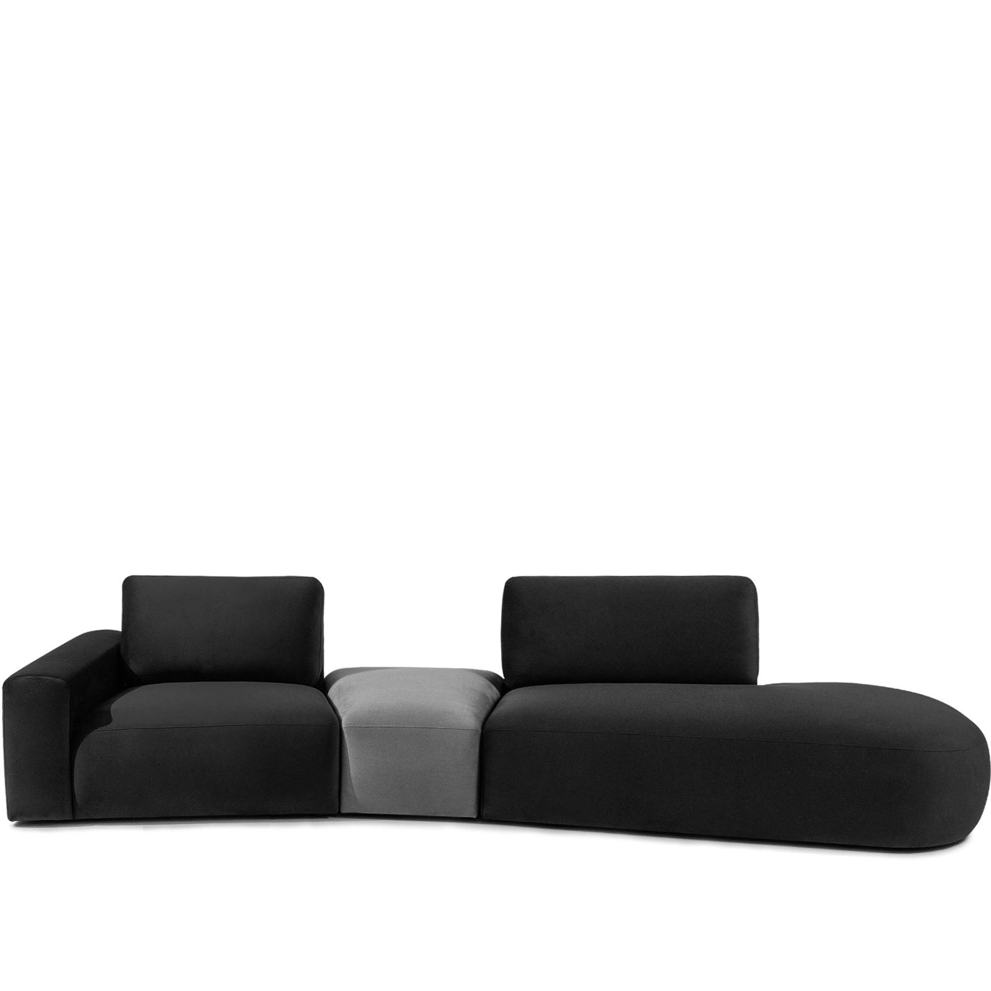 4-SITZER ECKSOFA ZUCCO Velour rechts, Dunkelgrau - Dunkelgrau, Textil (350/84/105cm) - KONSIMO®