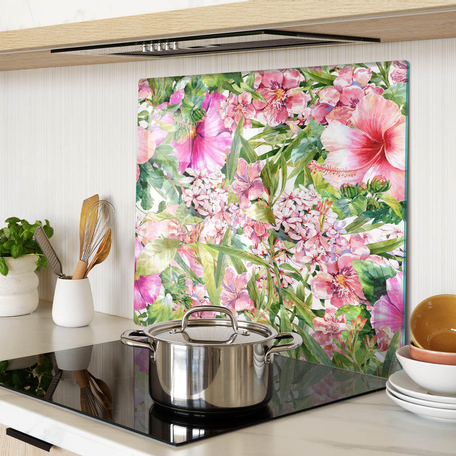 GLASPLATTE 60x52 cm Blumenmuster - Multicolor, Glas (60/0.4/52cm) - TULUP