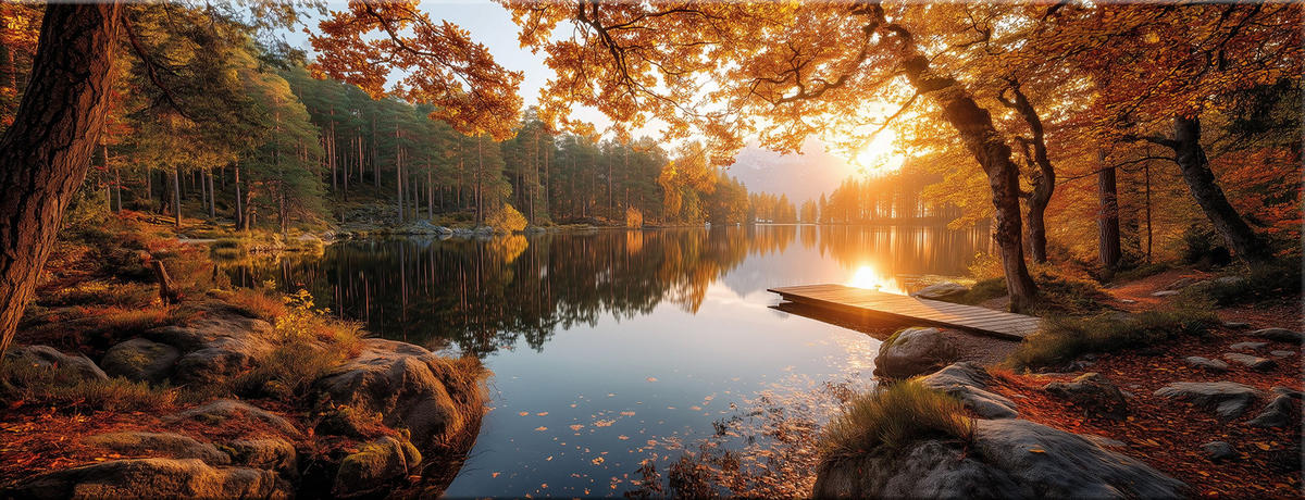 GLASBILD 80x30 cm See Landschaft - Orange, Glas (80/30cm) - artissimo