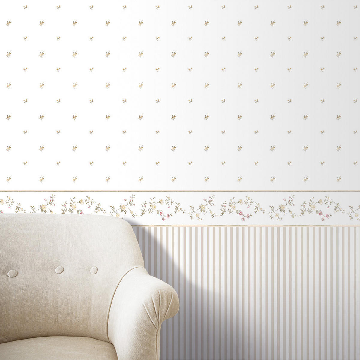 TAPETE Streifen 53 cm x 10 m - Beige, Papier (53/1000cm) - Sanders & Sanders